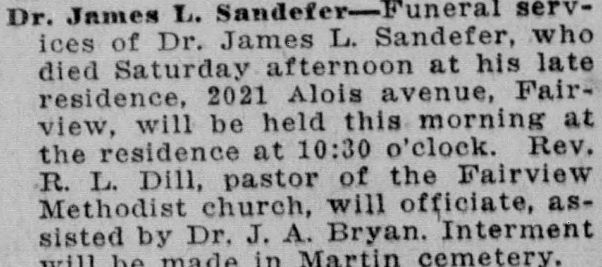 Dr. James L. Sandefer obituary